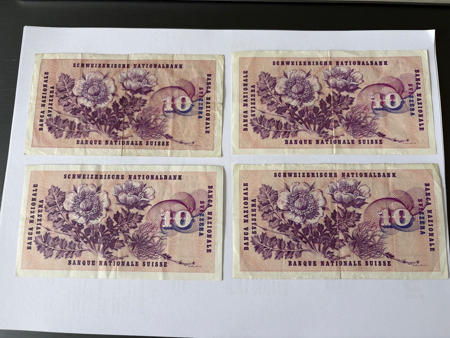 Banconote: 4x 10 Franken Noten Gottfried Keller – Usato da Zürich venduto da Ajnos0 1