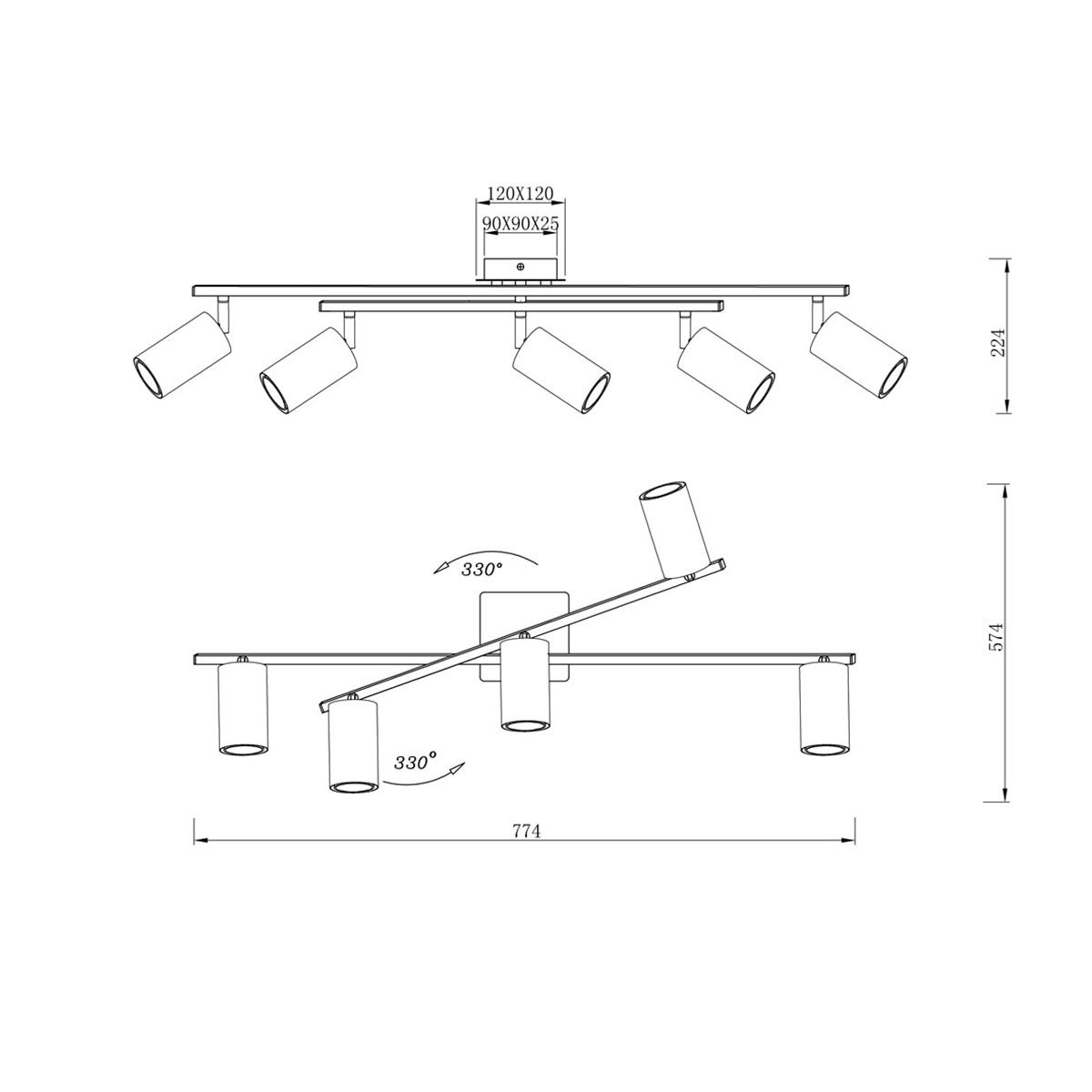 Kronleuchter & Deckenlampen: Deckenleuchte, 5 Strahler, Schwenkbar – Neu (gemäss Beschreibung) aus Kreuzlingen von Smart-Light 4