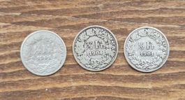 Trio Silber 50 Rappen Schweiz 1901 / 1904