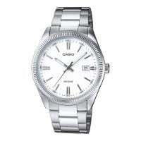 ⌚ Herrenuhr ®CASIO Edelstahl Weiss 44mm Datum 5 Bar NEU