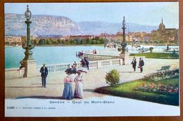 Genève - Personnages sur le Quai du Mont Blanc