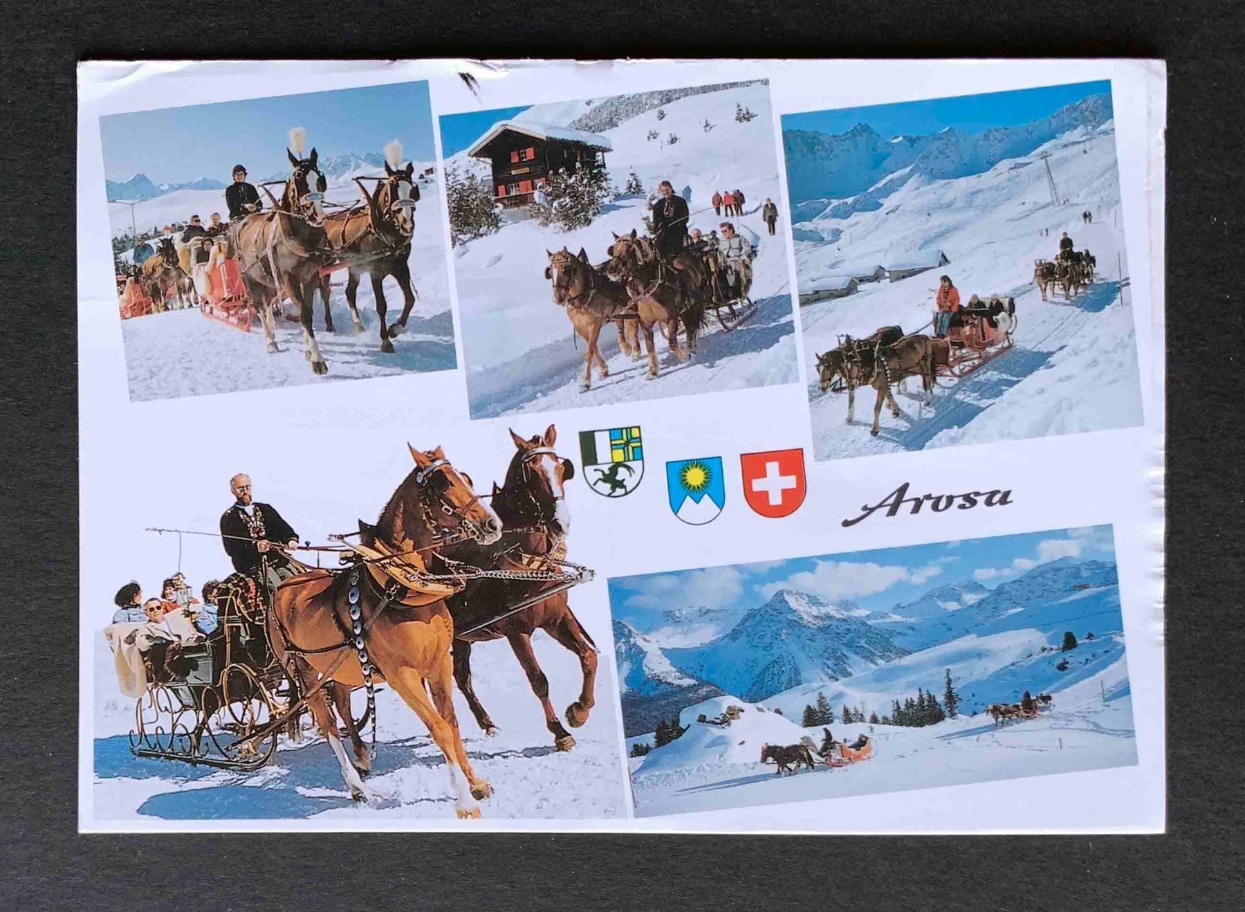 Cartoline postali: AK AROSA Schlittenfahrt Arlenwald Maran – Usato da Goldau venduto da artelier1