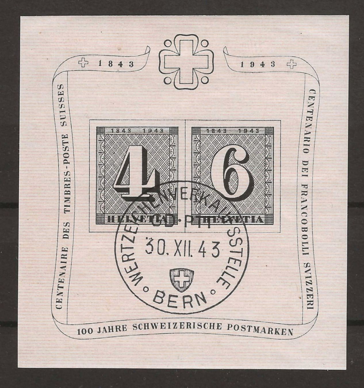 Tutti i francobolli: 1943 : Jubiläumsblock W14, – Usato da Gümligen venduto da Geniusbuy