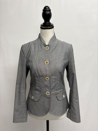 Luis Trenker Blazer grau Baumwolle Leinen 36