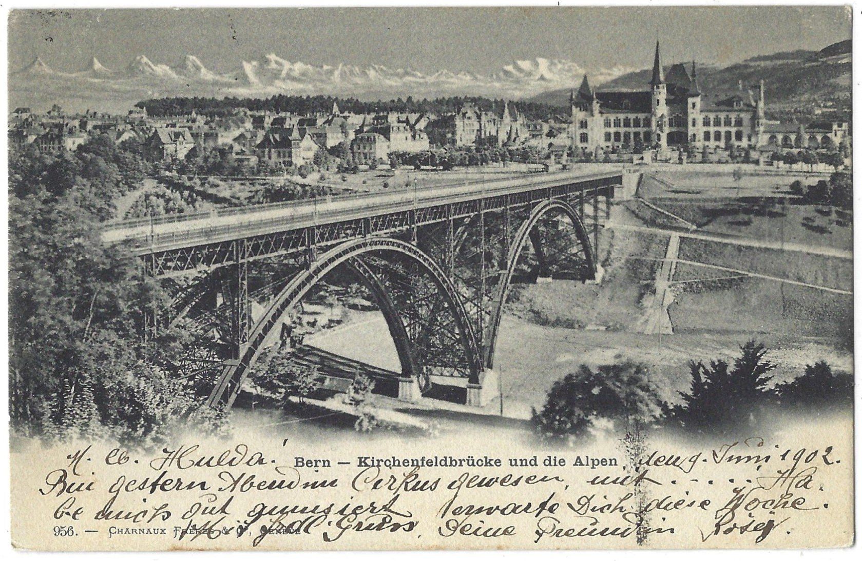 Cartoline postali: Bern  --  Kirchenfeldbrücke  und  die  Alpen – Usato da Bütschwil venduto da Jackson1A