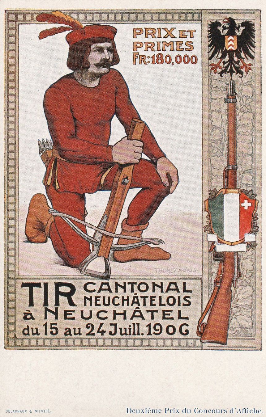 Ansichtskarten: Tir Cantonal Neuchâtelois à Neuchâtel 1906 – Gebraucht aus Crémines von clifden92