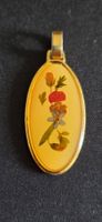 Pendentif ovale fleurs séchées bijou vintage printemps ☆☆☆
