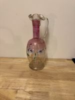 Glaskrug bemalt mit Henkel und Blümchenmuster 25cm