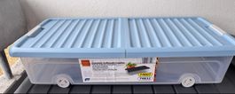 Unterbett-Aufbewahrungsbox mit Rollen, transparent, mit Deck