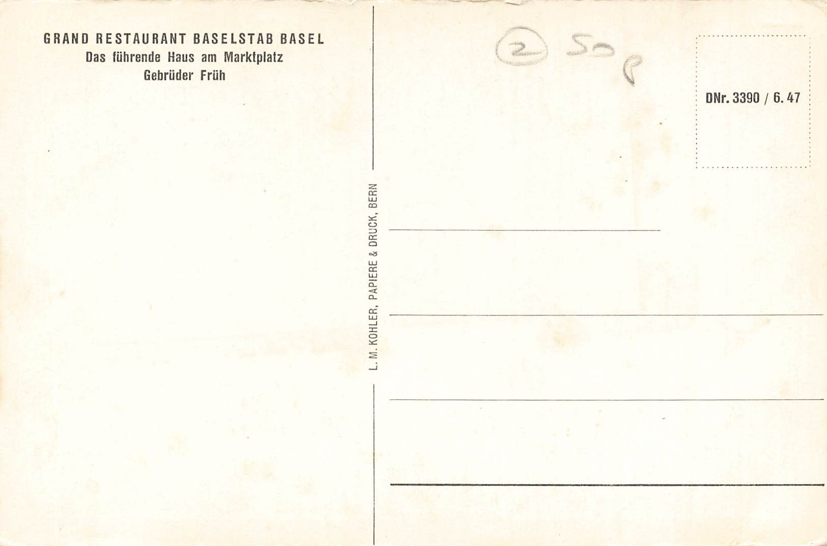 Cartoline postali: Basel (BS) Grand Restaurant Baselstab – Usato da Biasca venduto da Blenio71 1