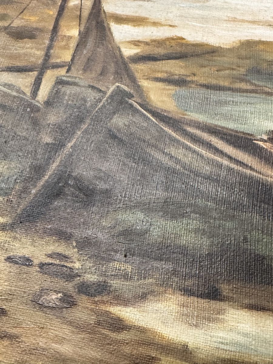 Dipinti: Antikes Ölgemälde "Boot am Strand" mit Holzrahmen. – Usato da Horw venduto da abc_b5tj 1