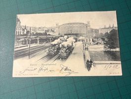 Top AK ZÜRICH HAUPTBAHNHOF. 1902. Mit Dampfloks.