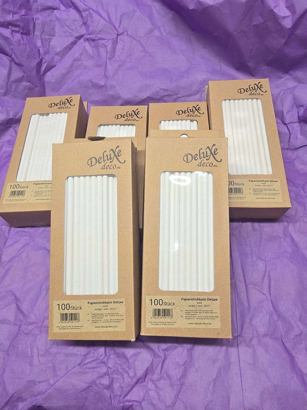 Bestecksets: 600 Stk. Papierstrohhalm Deluxe – Neu und originalverpackt aus Rebstein von James-Dean
