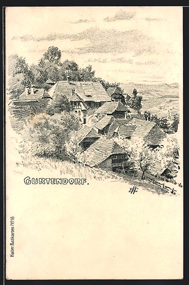 Cartoline postali: Künstler-AK Gurtendorf, Teilansicht – Usato da Berlin venduto da bartko-reher