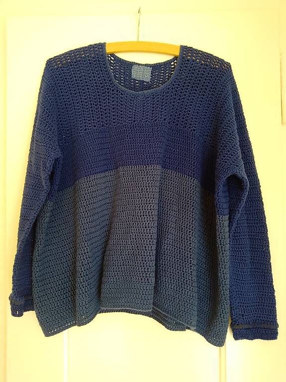 Pulls & Sweat-shirts: Pulli Pullover gehäkelt me made Baumwolle blau L - XL – D'occasion à Bern par samtgrau 2