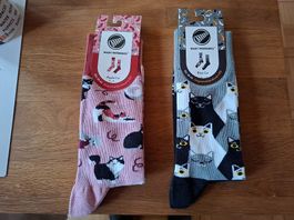 Baumwoll Katzen Socken Grösse 39-42