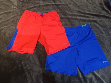 KIPSTA Sportshorts Kinder 12-13 J. Sommer 2er-Pack Rot/Blau