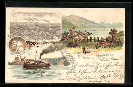 Litho Thun, Gruss vom Thuner See, Spiez,