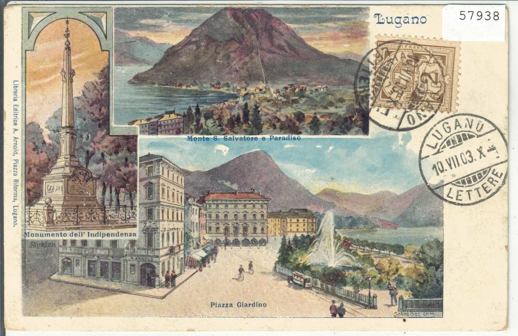 Ansichtskarten: Lugano - Piazza Giardino - Multiview – Gebraucht aus Ettingen von Kartenplanet