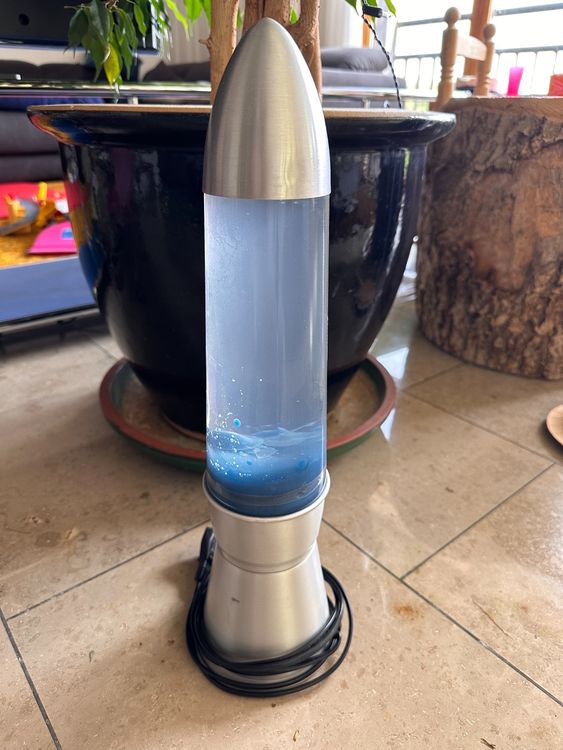 Licht-Erlebnisse Lavalampe JENNY, Warmweiß, Tischlampe Retro Blau Grün