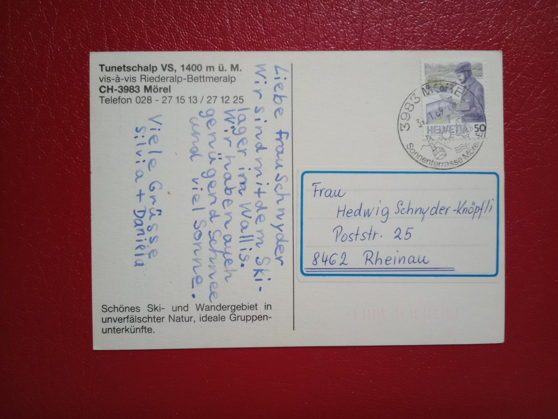 Ansichtskarten: Tunetschalp Wallis Berghaus Restaurant belebt 1989 – Gebraucht aus Küttigen von Melisch1000 1