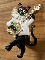 Brosche Email musizierende Katze