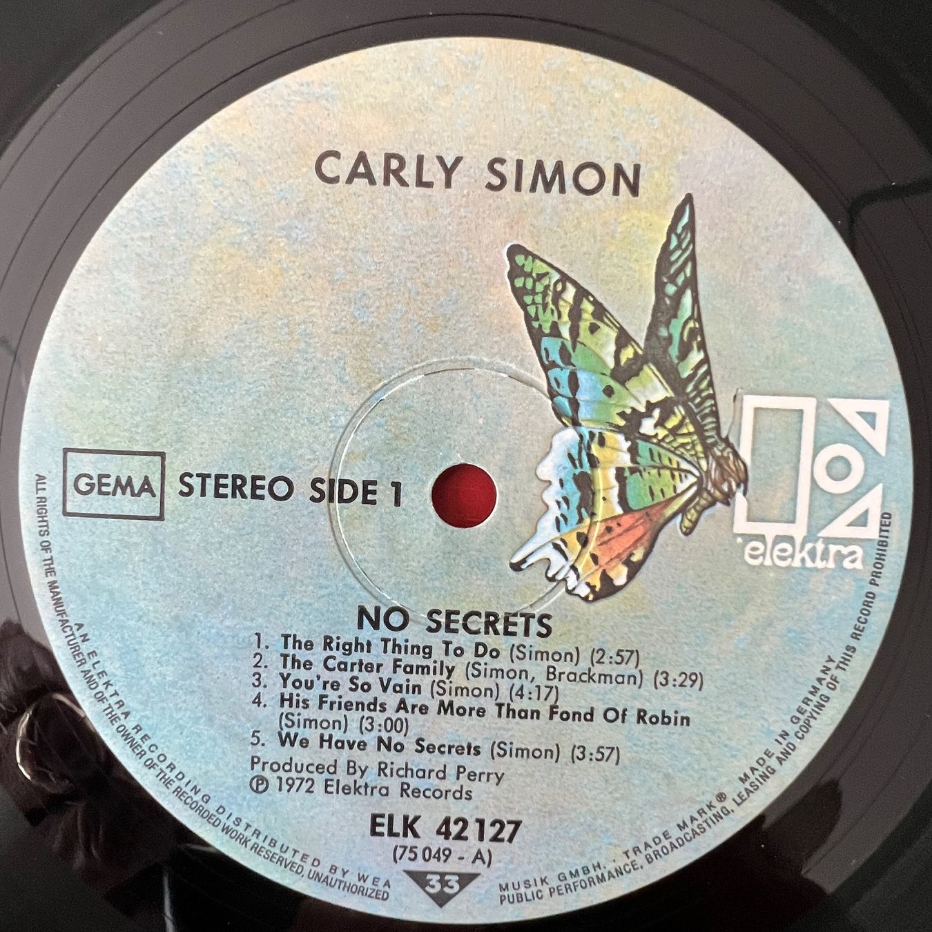 Schallplatten: Carly Simon - No Secrets / D-Press. 1973 – Gebraucht aus Gais von  3