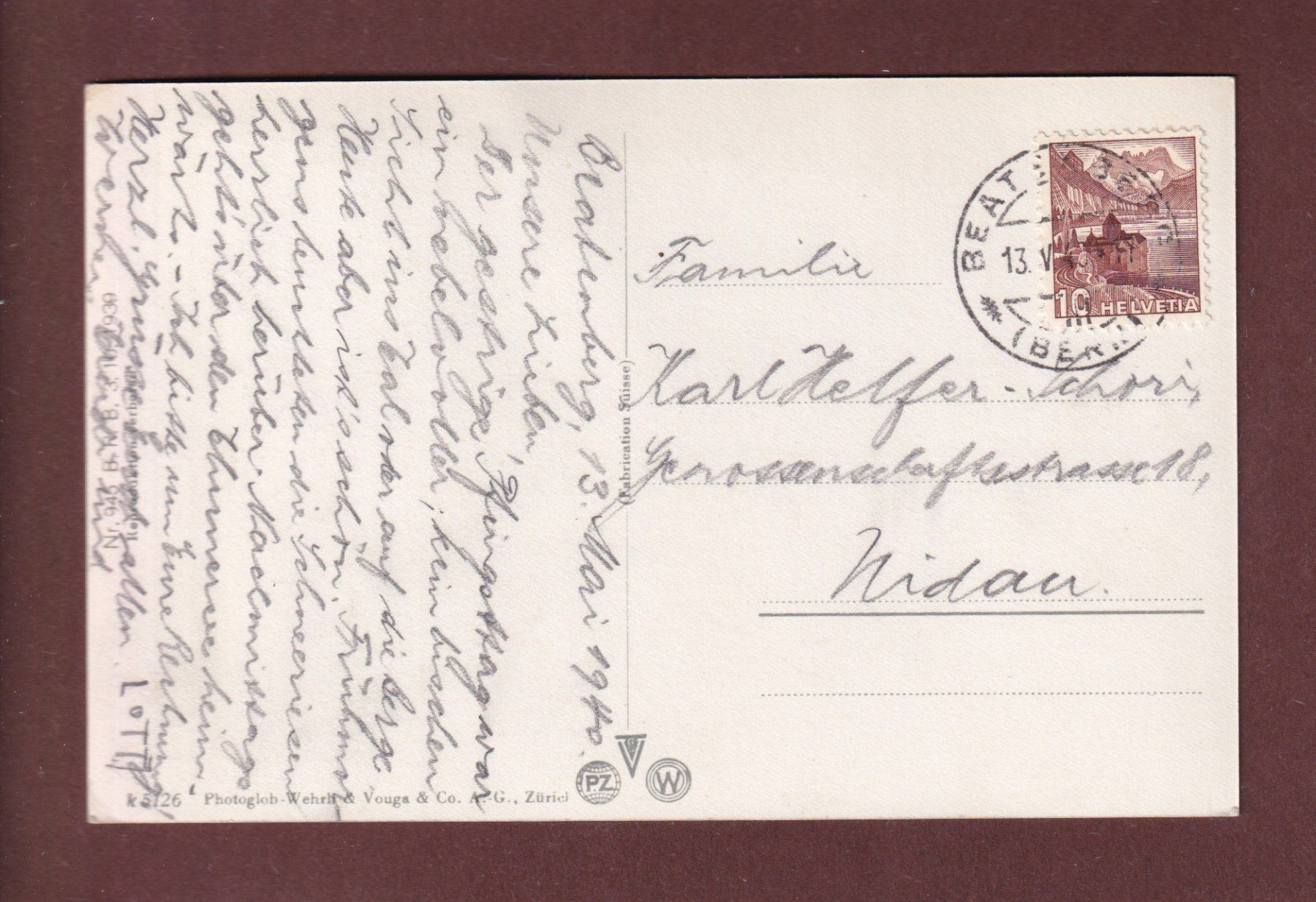 Ansichtskarten: BEATENBERG - Eiger - Mönch - Jungfrau - 1940 – Gebraucht aus Pully von nicecards-shop 1