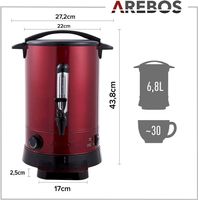 Arebos Glühweinkocher Rot 6,8L