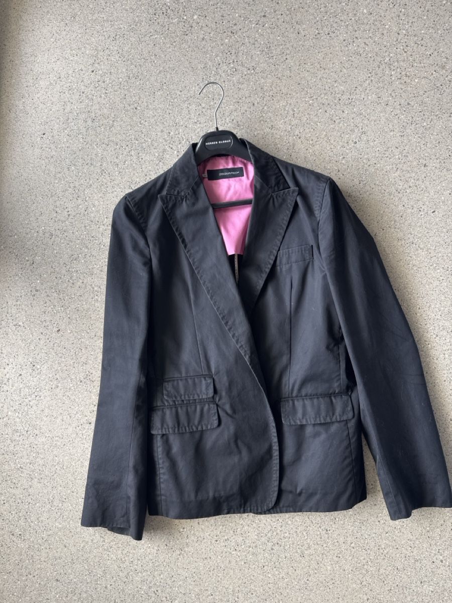 Dsquared2 Jacken: Schwarzer Dsquared2 Blazer mit pinkem Innenfutter, Grösse 54 – Neu (gemäss Beschreibung) aus Zollikofen von Warmhals