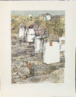 Hugo Wetli. Windmühlen, Farblitho.