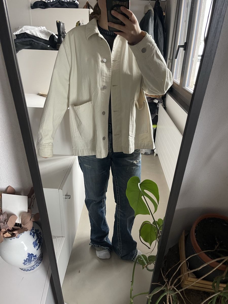 Weekday Giacche: Veste en jean blanche Weekday taille L – Usato da Genève venduto da madetil1 3