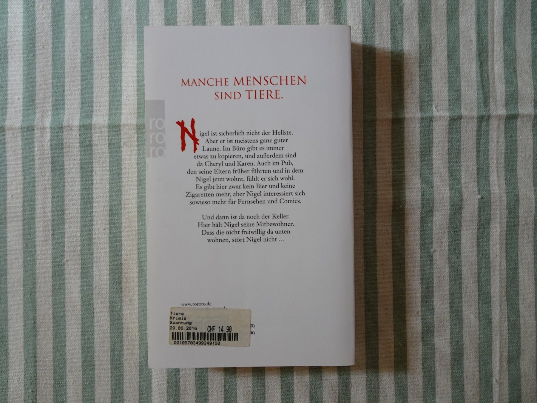 Libri: Simon Beckett - Tiere - Thriller - B1119 – Usato da Küssnacht am Rigi venduto da Bookslove-Divers 1