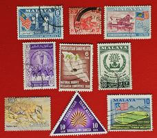 MALAYSIA MALAYA LOT ALTE BRIEFMARKEN GESTEMPELT