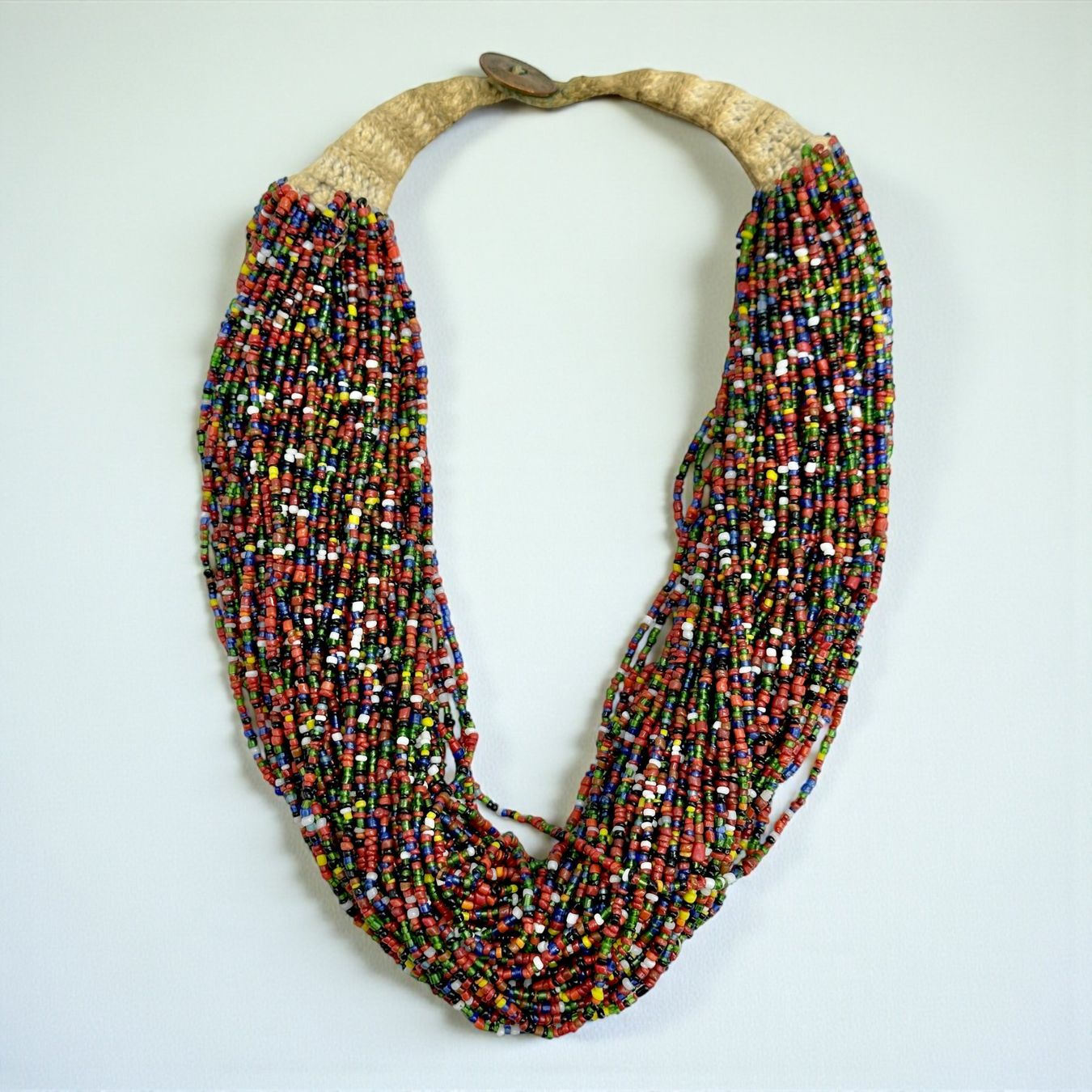 Catenine: Collier multirang NAGA authentique perles verre multicolore – Usato da Morges venduto da vintiques