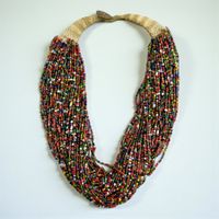 Collier multirang NAGA authentique perles verre multicolore
