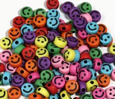 100 smileys Perlen 7mm basteln DIY