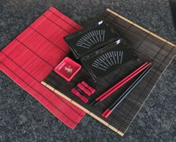 Sushi Geschirr Set schwarz rot 2 Personen 