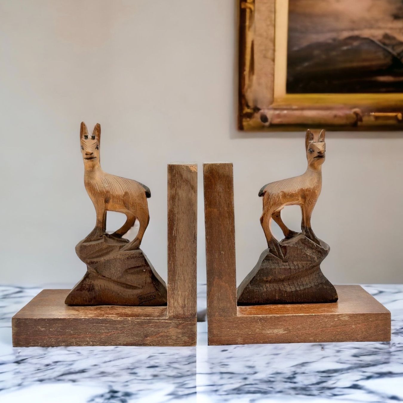 Altro in Decorazioni & Accessori: Serre-livres chevreuils sculptées Forêt-Noire. Signées – Usato da Morges venduto da vintix