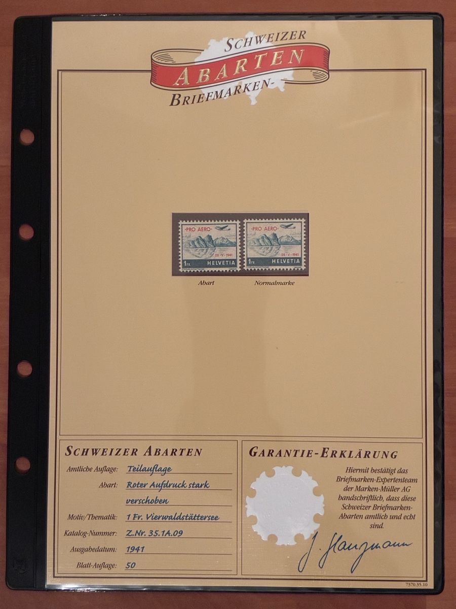 Tutti i francobolli: Abart Pro Aero, 1941, Kat.Nr. 35.1A.09 – Nuovo (secondo la descrizione) da Basel venduto da luginbhl1431 1