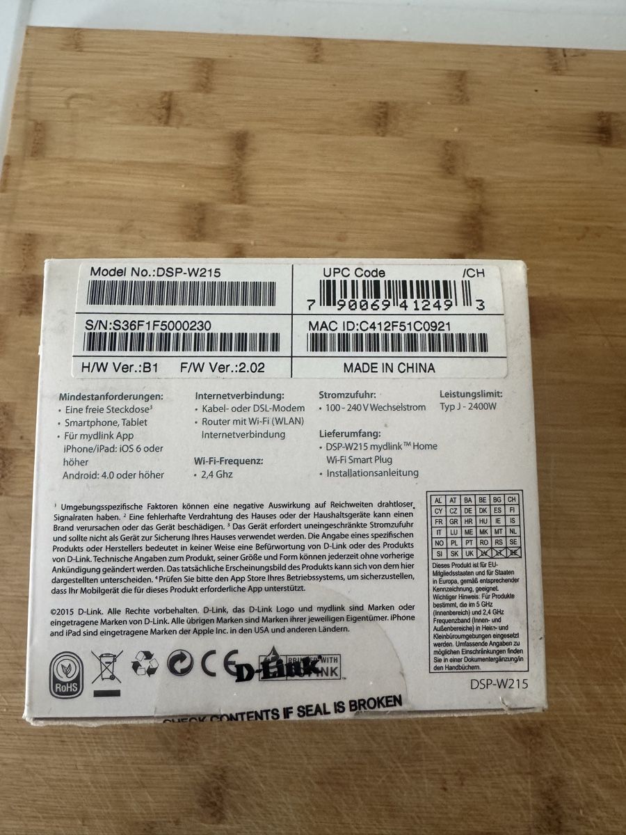 Dlink Stecker: D-Link Smart Plug mydlink Home – Neu und originalverpackt aus Zürich von Benutzername-B 5