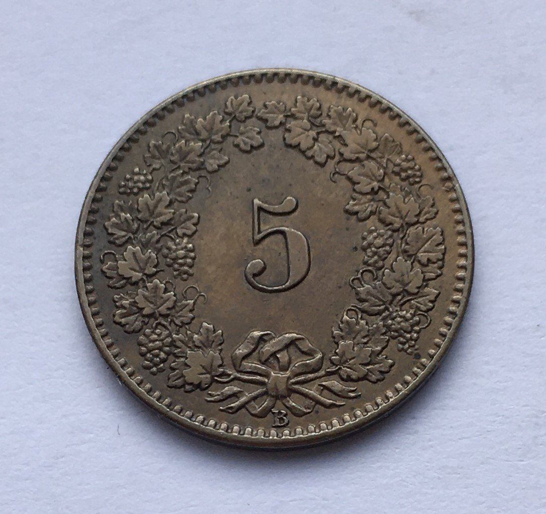 Tutti le monete: 1872 5 Rappen -unz – Usato da Kirchberg SG venduto da Zenhad69 2