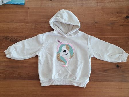 H&M Hoodie, Gr. 104 (eher 98), Einhorn mit Wendepailetten