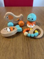Jouets en bois pour bébé - baleine, poisson, pieuvre & hoche