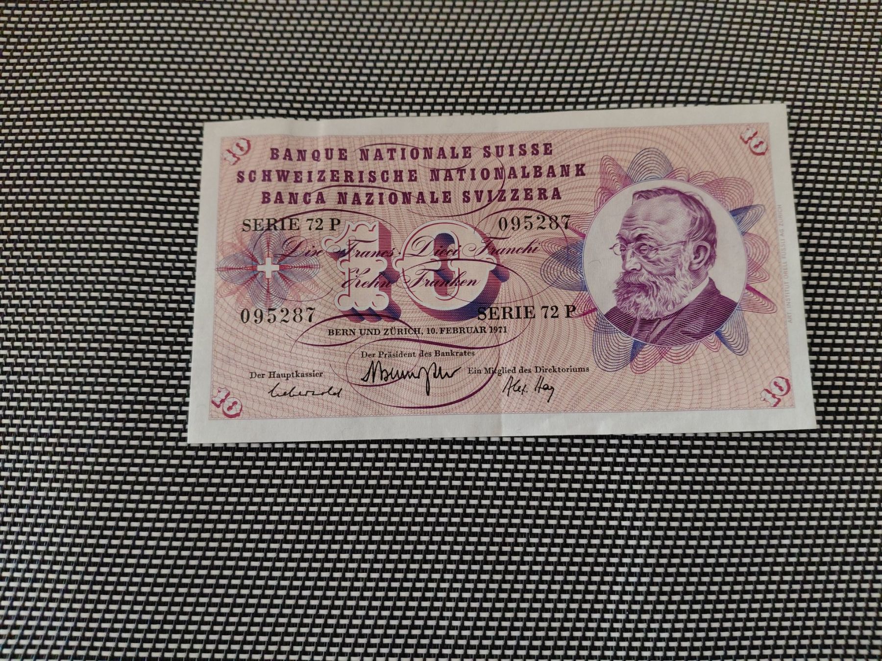 Banknoten: 10 Fr, CH Banknote 1971 fast neu – Gebraucht aus Horw von Onurb008