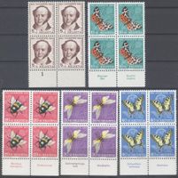 PJ 1954 153-157 Viererblöcke postfrisch ** mit Tabs