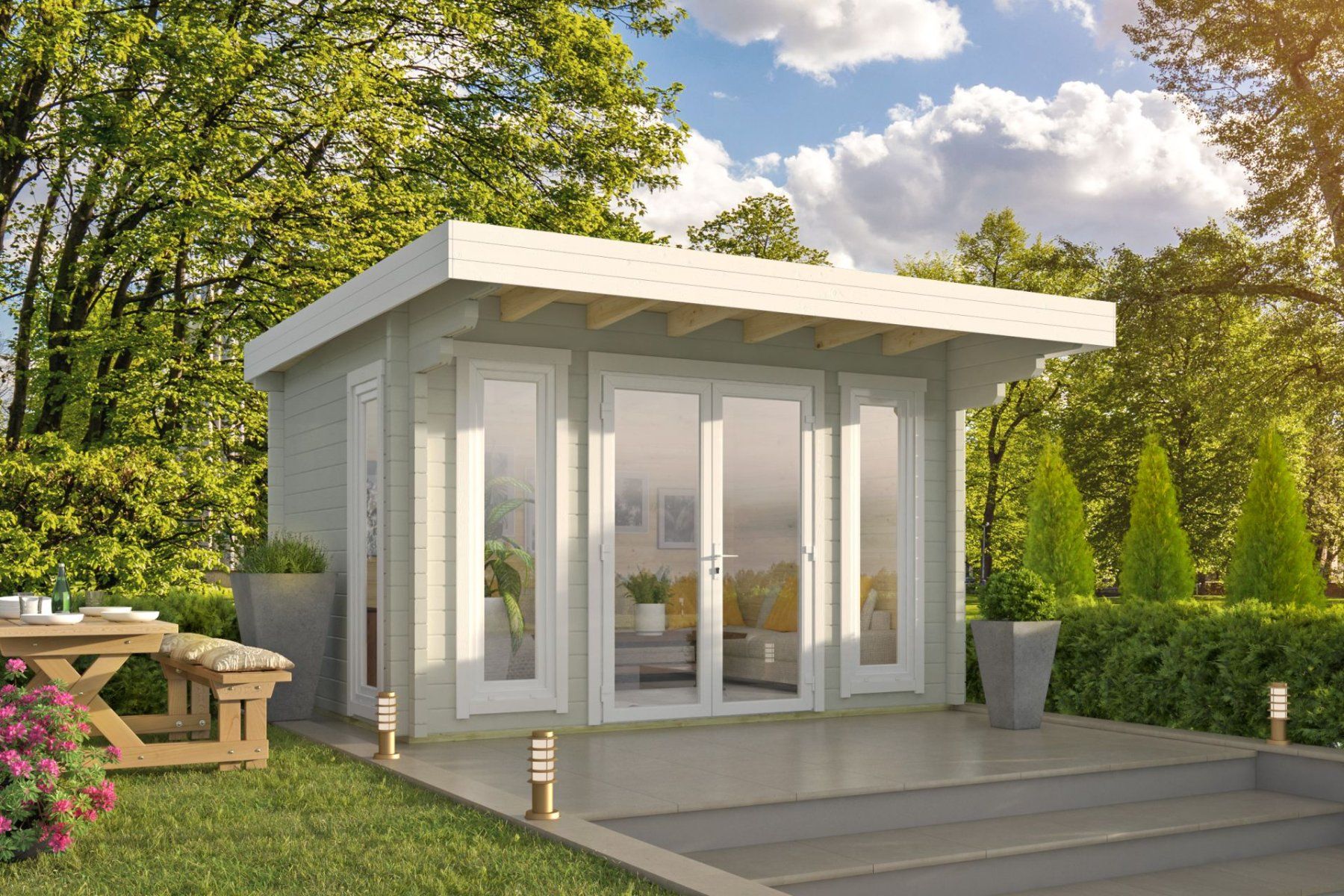 Gartenhäuser & Gewächshäuser: Modernes Blockhaus / Gartenhaus Whitegate 70 mm – Neu und originalverpackt aus Waldshut-Tiengen von GardenLux-Outdoor 2