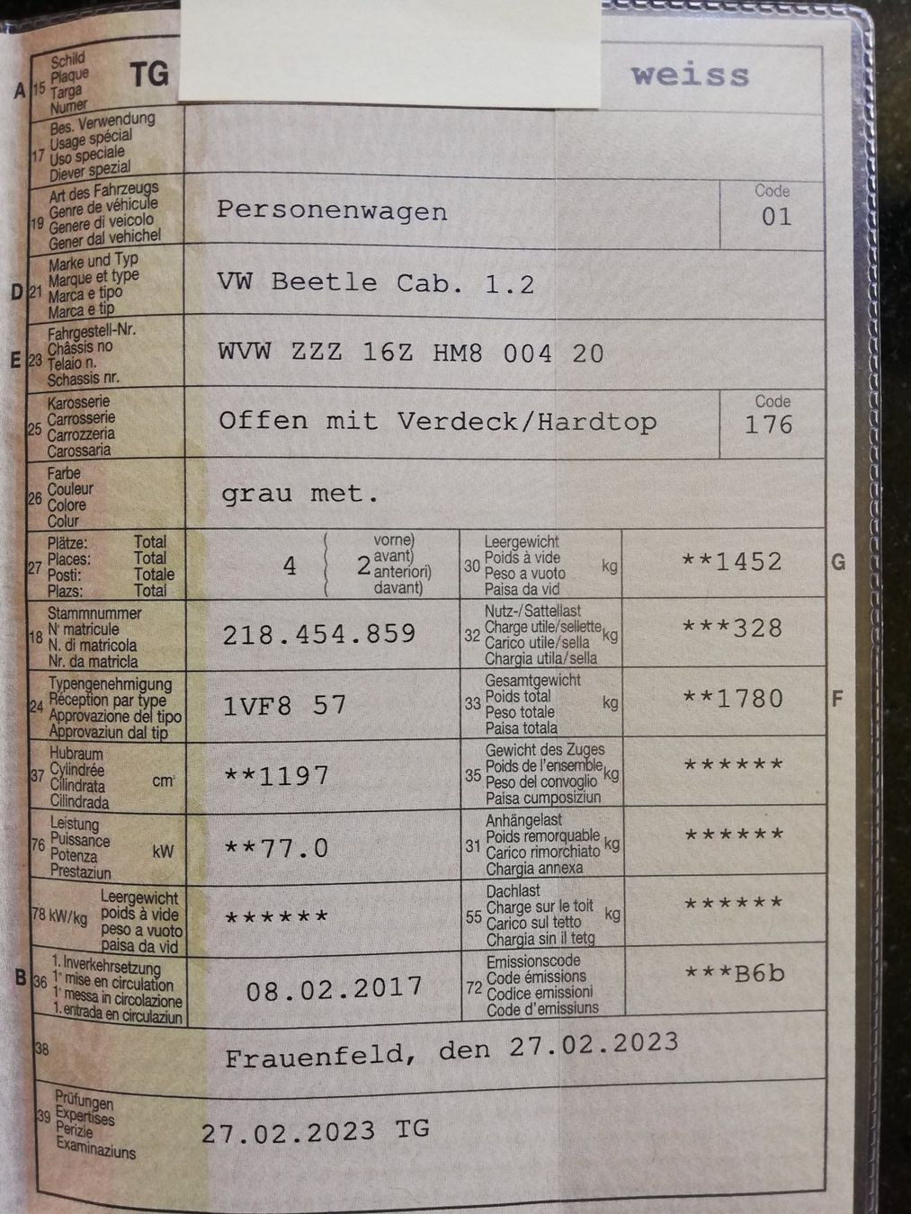 VW Automobili: VW Beetle Cabriolet – Usato da Märstetten venduto da Ree65 9