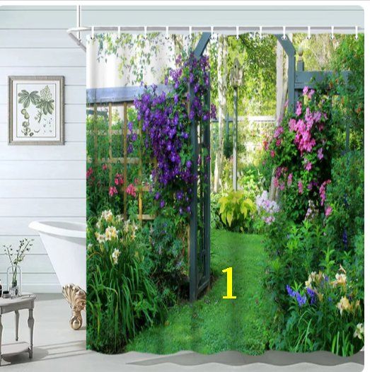 Tende: Duschvorhang Wald, Wal, Blume, Meer – Nuovo e nell'imballaggio originale da Amriswil venduto da Ravinvida 3