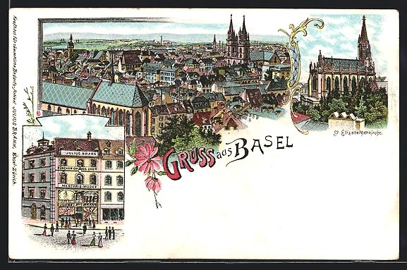 Ansichtskarten: Litho Basel, Mercerie Modes Julius Brann – Gebraucht aus Berlin von bartko-reher
